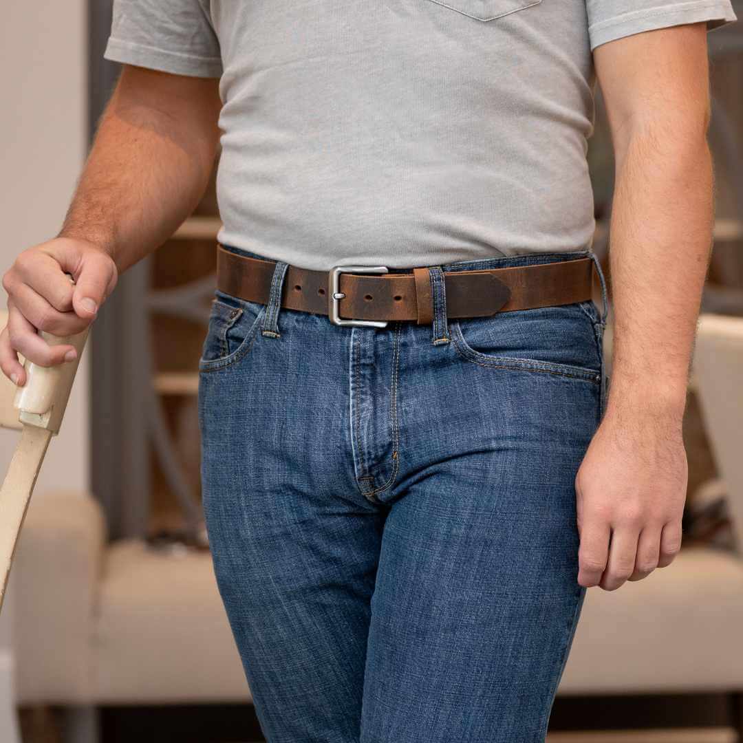 Nickel Smart® Roan Mountain Distressed Leather Belt - Image 4