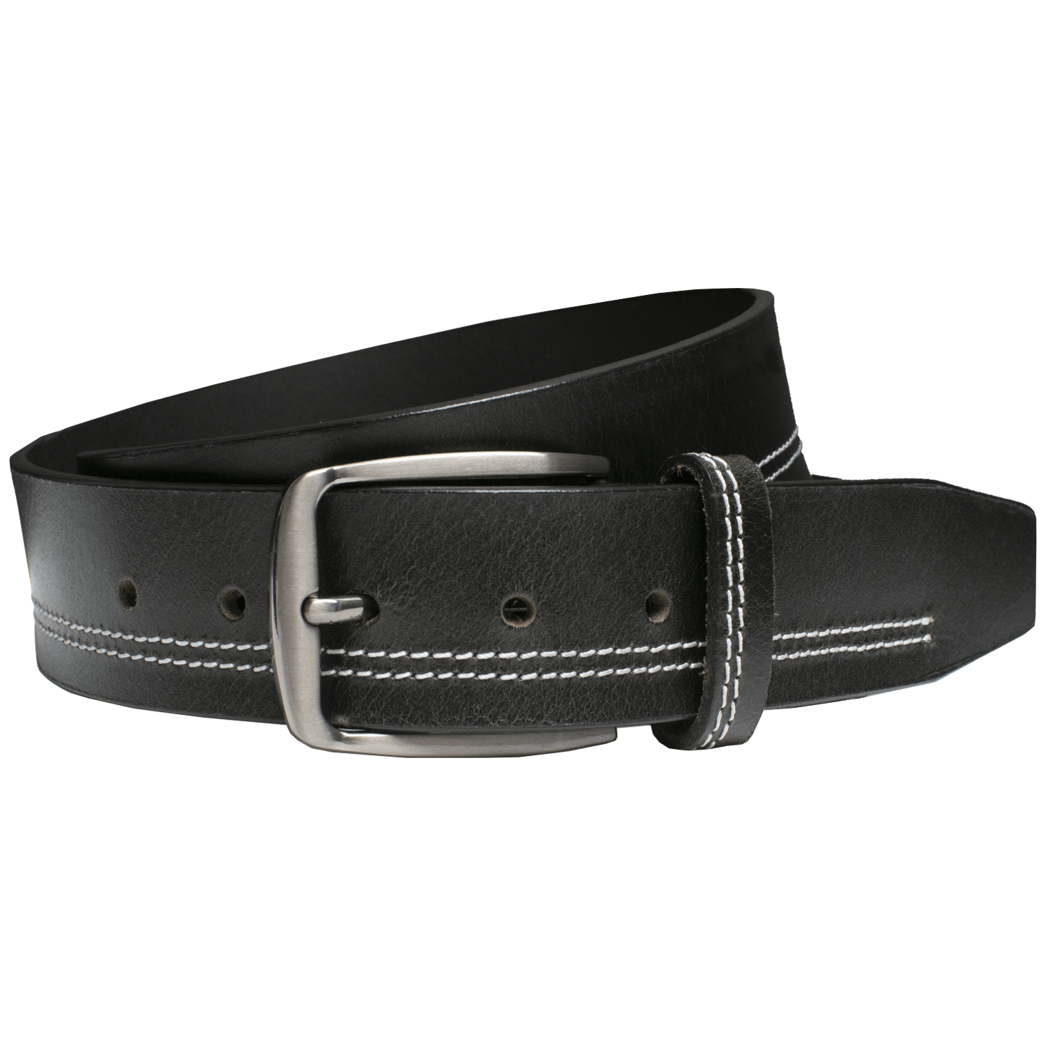 Millennial Black Leather Belt (Stitched) by Nickel Zero® - Allergy Canada