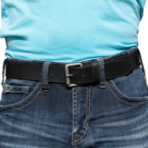 Outback Black Belt on a model in jeans