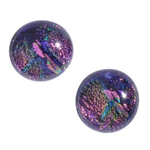 Purple dichroic glass circle earrings